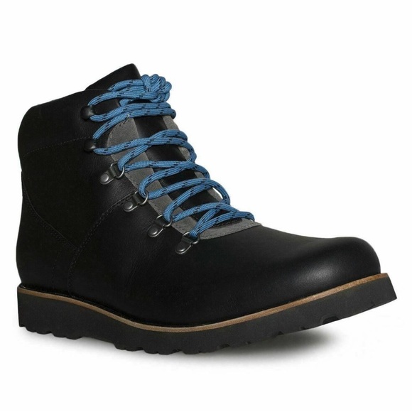 UGG HAFSTEIN CHARCOAL WATERPROOF LEATHER FUR SNOW ANKLE MEN\'S BOOTS Size 15 NEW main image 5